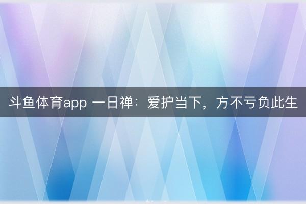 斗鱼体育app 一日禅：爱护当下，方不亏负此生