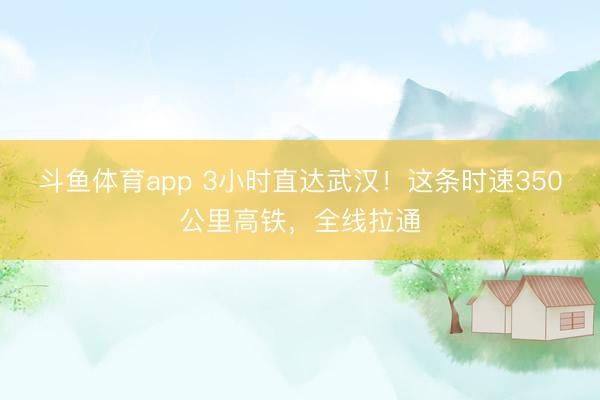 斗鱼体育app 3小时直达武汉！这条时速350公里高铁，全线拉通