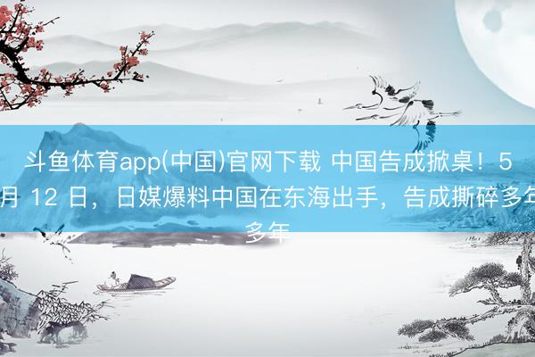 斗鱼体育app(中国)官网下载 中国告成掀桌！5 月 12 日，日媒爆料中国在东海出手，告成撕碎多年