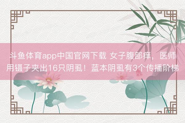 斗鱼体育app中国官网下载 女子腹部痒，医师用镊子夹出16只阴虱！蓝本阴虱有3个传播阶梯