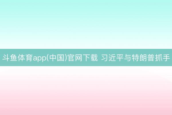 斗鱼体育app(中国)官网下载 习近平与特朗普抓手