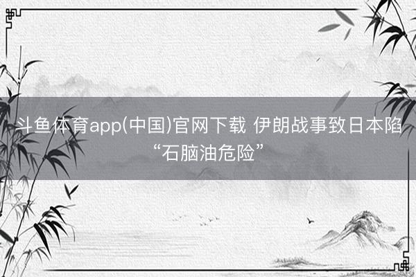 斗鱼体育app(中国)官网下载 伊朗战事致日本陷“石脑油危险”