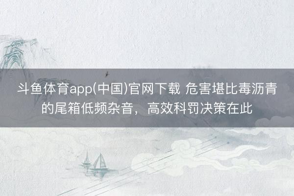斗鱼体育app(中国)官网下载 危害堪比毒沥青的尾箱低频杂音，高效科罚决策在此