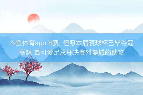 斗鱼体育app B费: 但愿本届寰球杯已毕夺冠联想 最可爱足总杯决赛对曼城的助攻