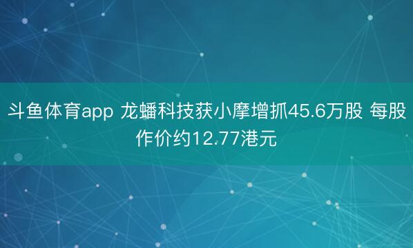 斗鱼体育app 龙蟠科技获小摩增抓45.6万股 每股作价约12.77港元