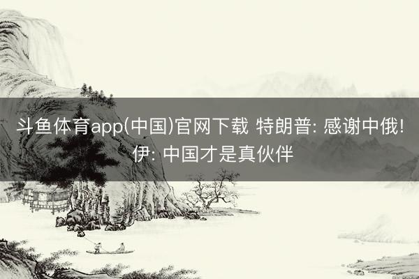 斗鱼体育app(中国)官网下载 特朗普: 感谢中俄! 伊: 中国才是真伙伴